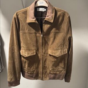 Vince Tan Suede Bomber Jacket